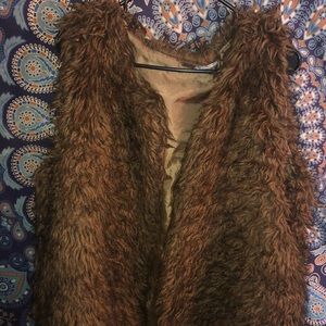 Plus Size Brown Faux Fur Vest